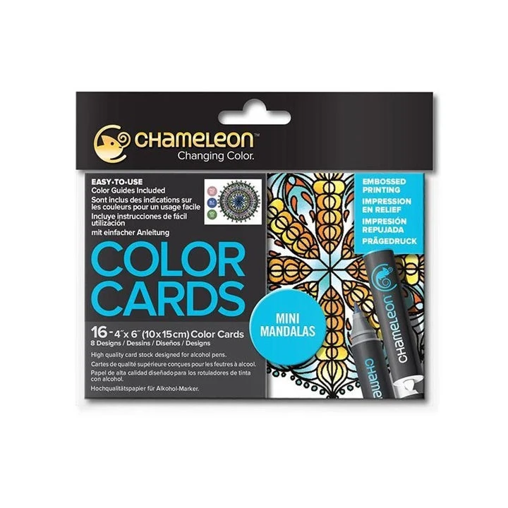 Chameleon Mini Mandalas Coloring Cards, Set of 16