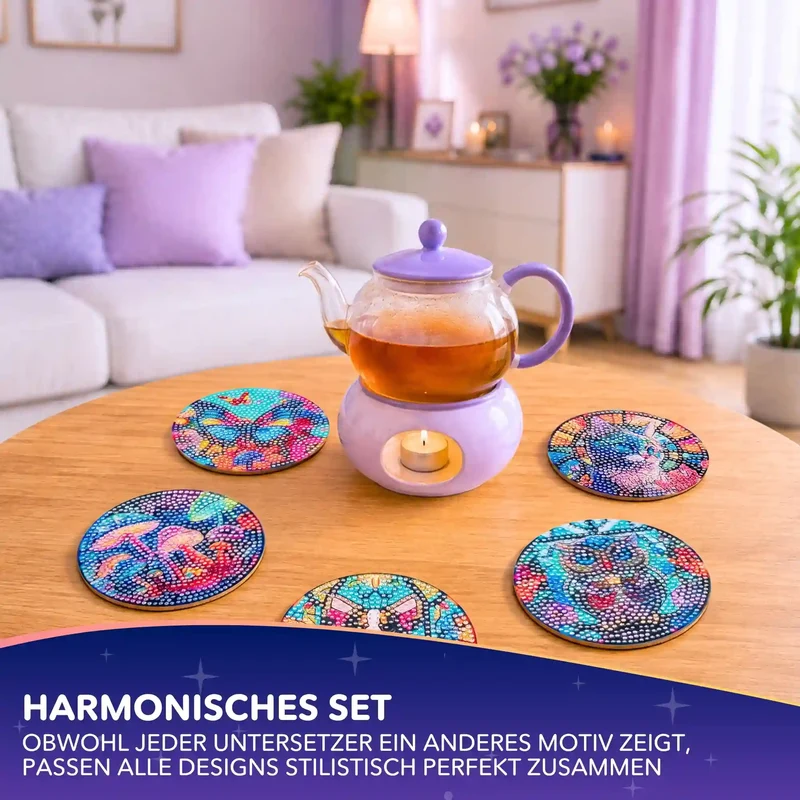 Diamond Painting - Untersetzer Bunte Tierwelt