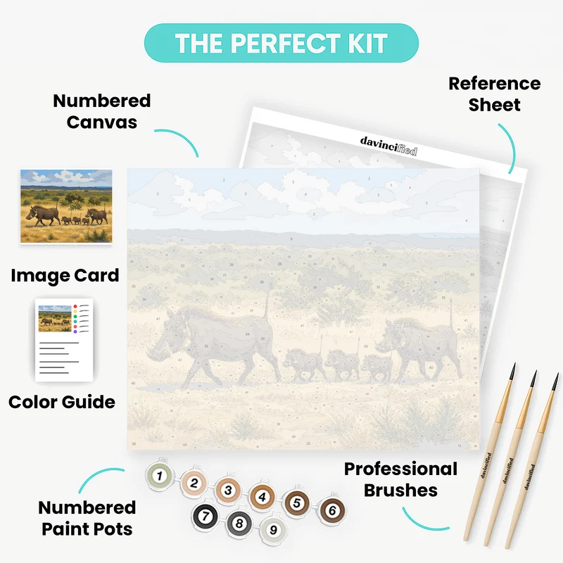 Warthog Family Trot - Paint by Numbers Kit