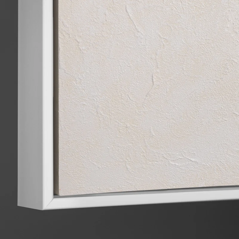 Abstraktes Leinwandbild „Weißer Code“ im Rahmen – moderne Wandkunst