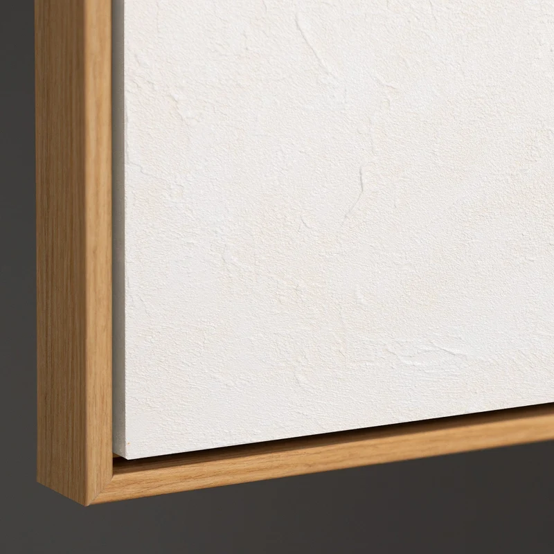 Abstraktes Leinwandbild „Weißer Code“ im Rahmen – moderne Wandkunst