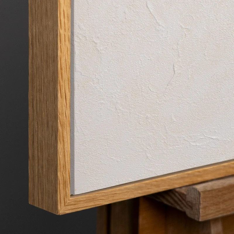 Abstraktes Leinwandbild „Weißer Code“ im Rahmen – moderne Wandkunst