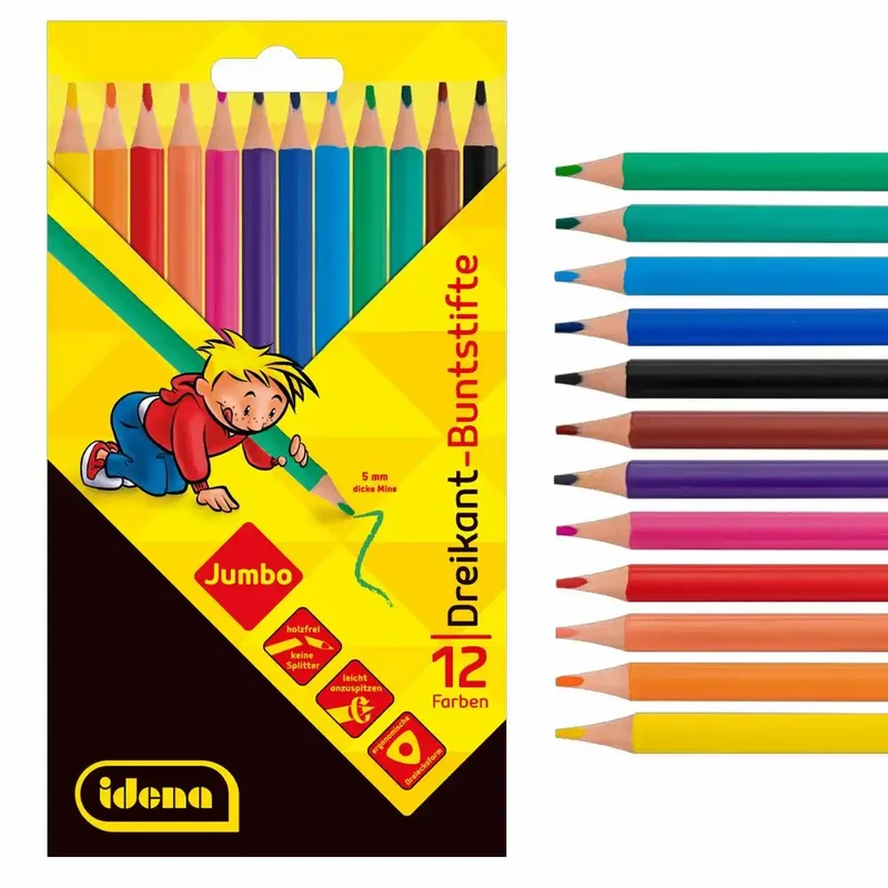 Idena Buntstifte Jumbo dreikant holzfrei 12 Stück
