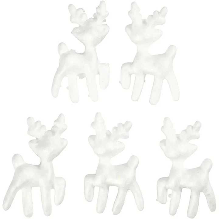 Polystyrene Reindeer, 11.5 cm, Set of 5