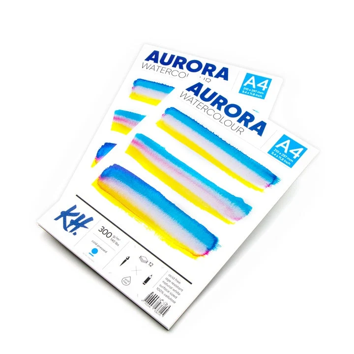 AURORA Cold Press Watercolor Pad, 12 Sheets