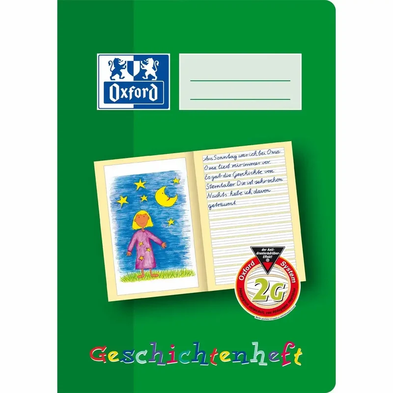 Oxford Geschichtenheft Lineatur 2G liniert DIN A5 quer - 16 Blatt
