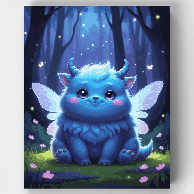 Blue Fantasy Forest Monster - Paint by Numbers Kit