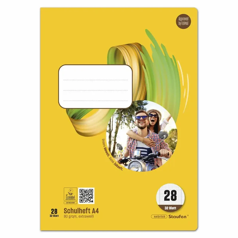 Staufen Schulheft Style Lineatur 28 kariert mit Doppelrand DIN A4 - 32 Blatt