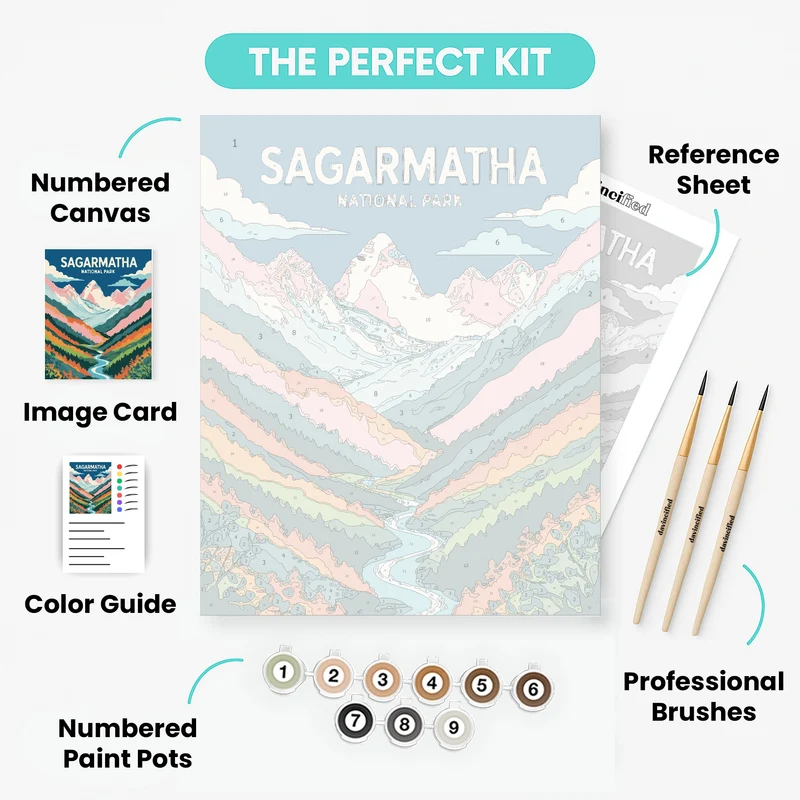 Sagarmatha National Park River Valley - Paint by Numbers Kit