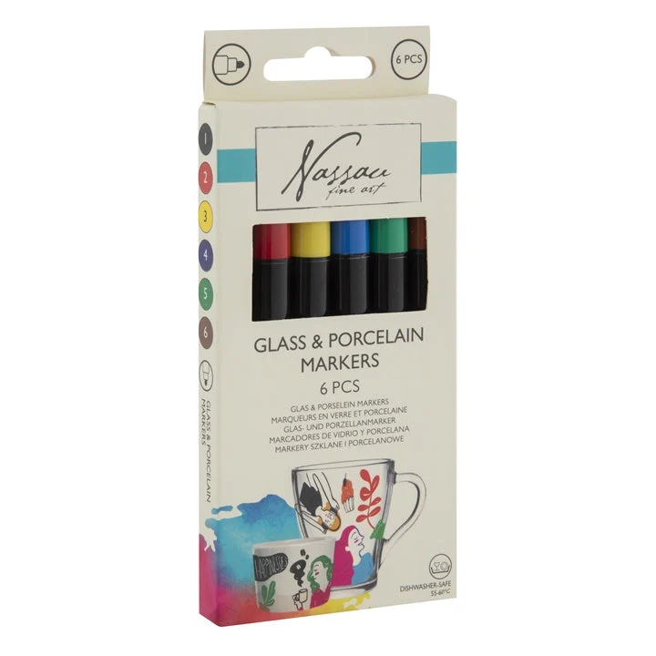 Set of 6 Glass and Porcelain Markers