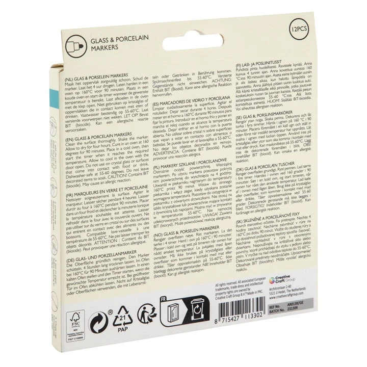 Glass and Porcelain Marker Set of 12