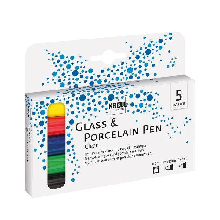 KREUL Hobby Line Markers for Porcelain and Glass, Set of 5