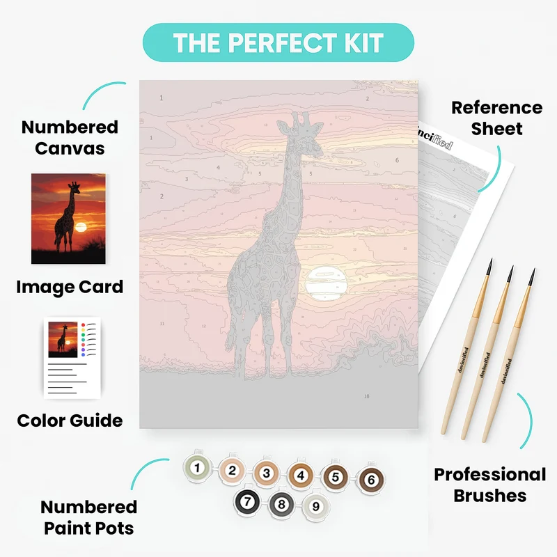 Giraffe at Sunset in Masai Mara - Paint by Numbers Kit
