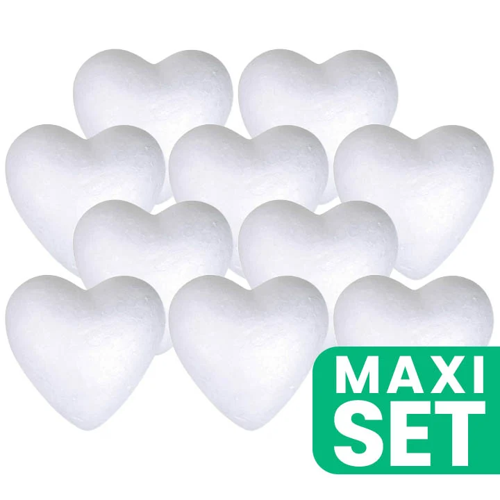 Polystyrene Heart 5 cm, Set of 10