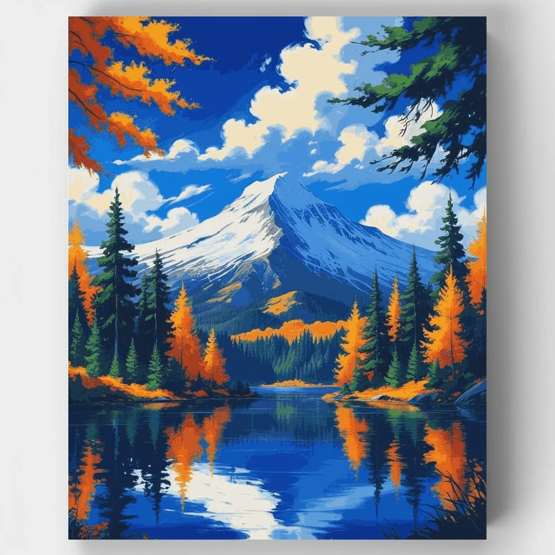 Rocky Mountain National Park Autumn Lake Reflection - Paint by Numbers Kit