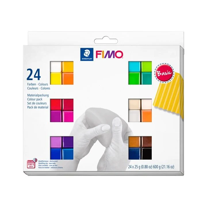 FIMO Soft Polymer Clay Set, Basic Colors, 24 x 25 g
