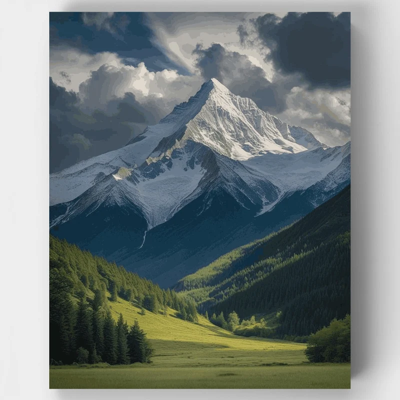 Denali National Park Alpine Valley and Snowy Peak - Paint by Numbers Kit