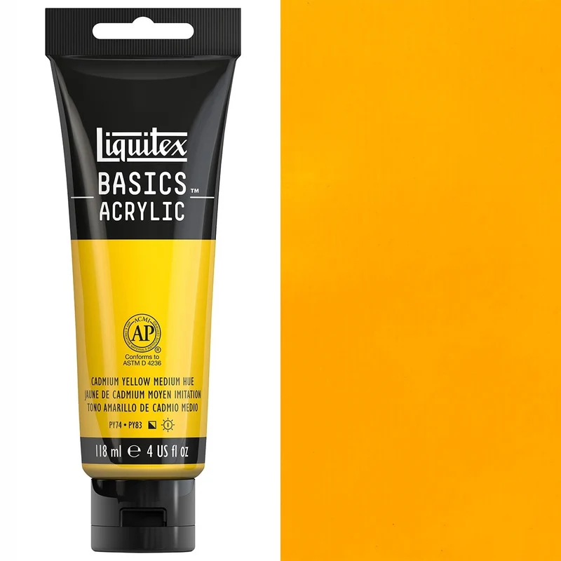 Liquitex - Basics Acrylic Colour - 118ml Cadmium Yellow Medium Hue