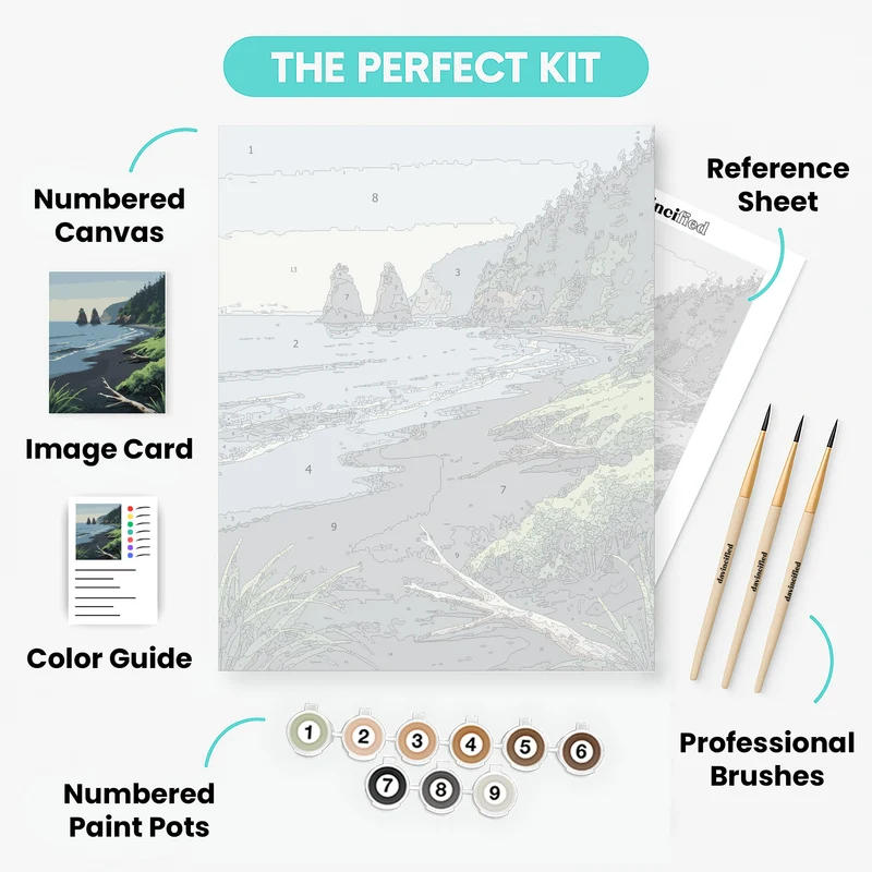 Olympic National Park Coastal Seascape - Paint by Numbers Kit
