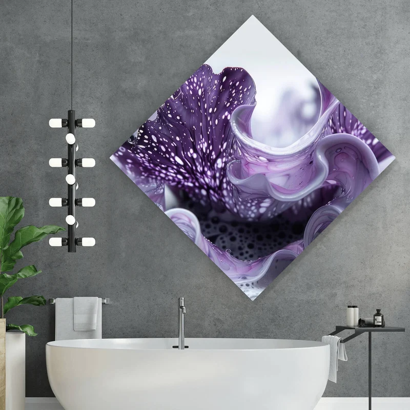 Leinwandbild Korallisch Fluid Art Raute
