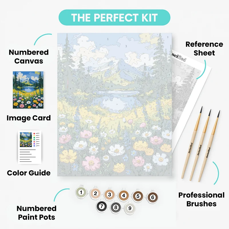 Mount Rainier National Park Wildflower Meadow - Paint by Numbers Kit