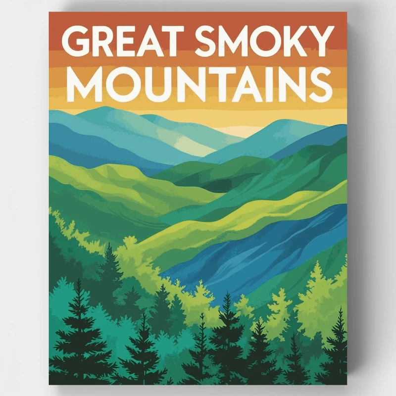 Great Smoky Mountains National Park Layered Valley Vista - Paint by Numbers Kit