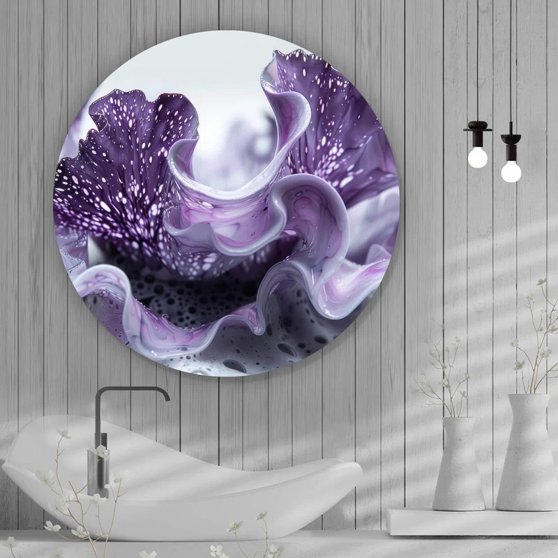 Aluminiumbild gebürstet Korallisch Fluid Art Kreis