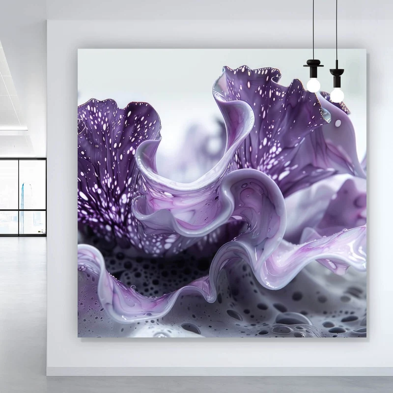 Aluminiumbild Korallisch Fluid Art Quadrat