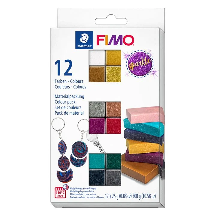 FIMO Effect Polymer Clay Set, Glitter Colors, 12 x 25 g