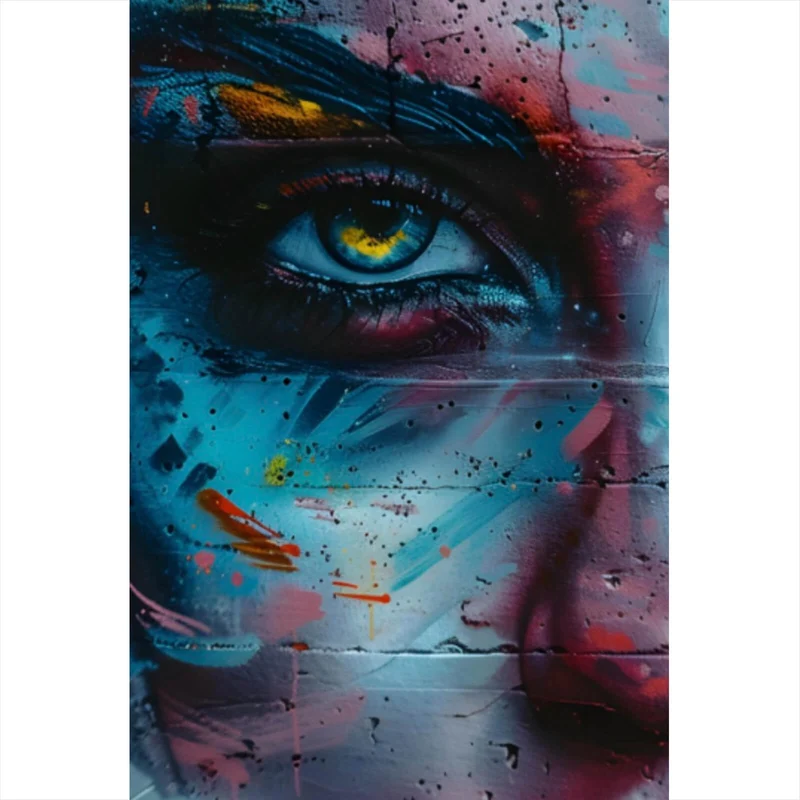 Aluminiumbild Beeindruckendes Gesichtsgraffiti Hochformat