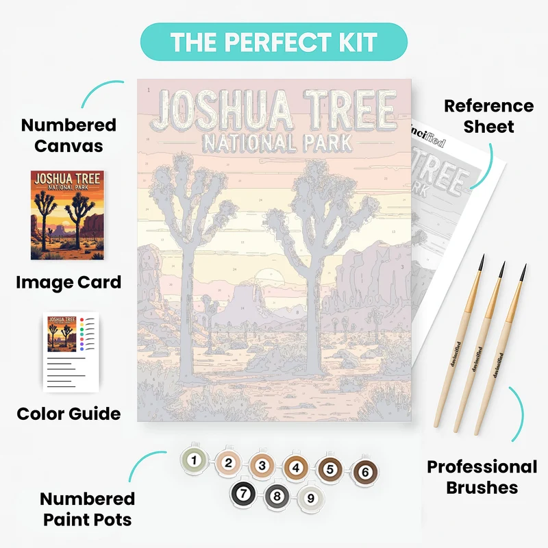 Joshua Tree National Park Golden Hour Desert Vista - Paint by Numbers Kit