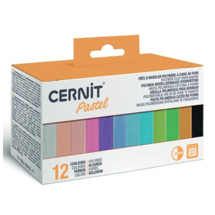 CERNIT Polymer Clay Set of 12 x 25 g Pastel