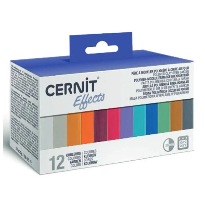 CERNIT Polymer Clay Set of 12 x 25 g Effects