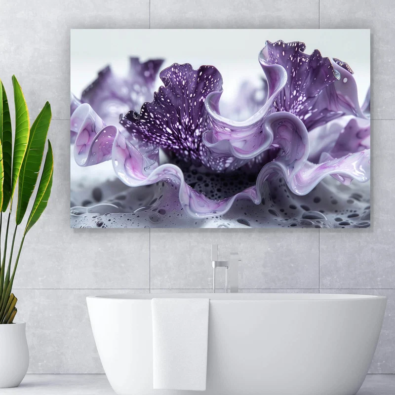 Spannrahmenbild Korallisch Fluid Art Querformat