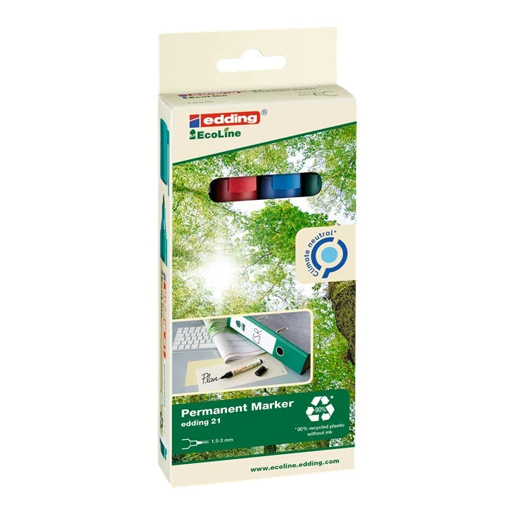 EcoLine Edding21 Permanent Marker Set of 4