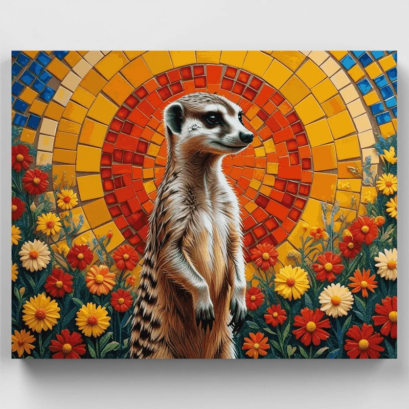Meerkat Mosaic Sanctuary - Paint by Numbers Kit