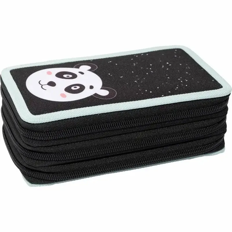 EBERHARD FABER Schüleretui Triple Decker Panda gefüllt schwarz/weiß 36 Teile