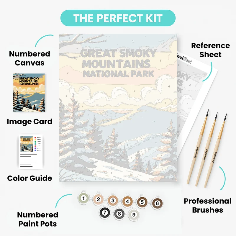 Great Smoky Mountains National Park Winter Wonderland - Paint by Numbers Kit