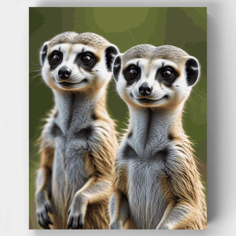 Adorable Meerkat Pair Portrait - Paint by Numbers Kit