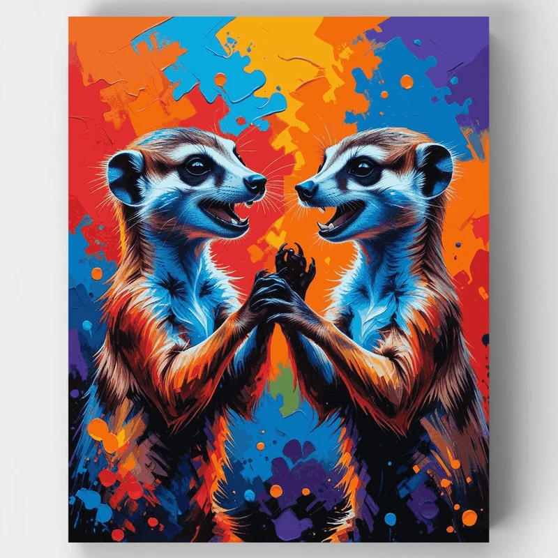 Vibrant Meerkats - Paint by Numbers Kit