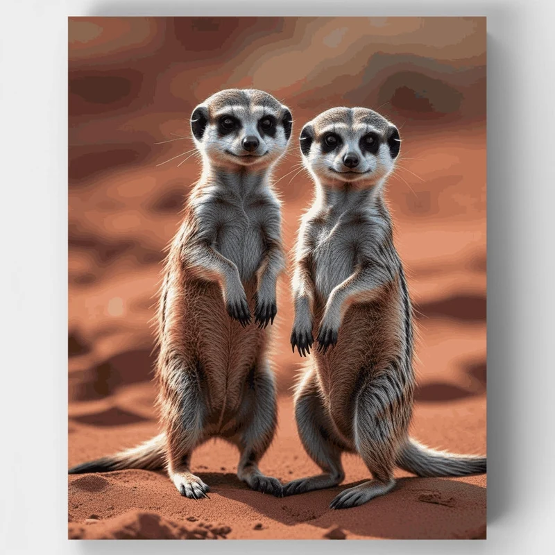 Meerkat Duo Standing Guard - Paint by Numbers Kit