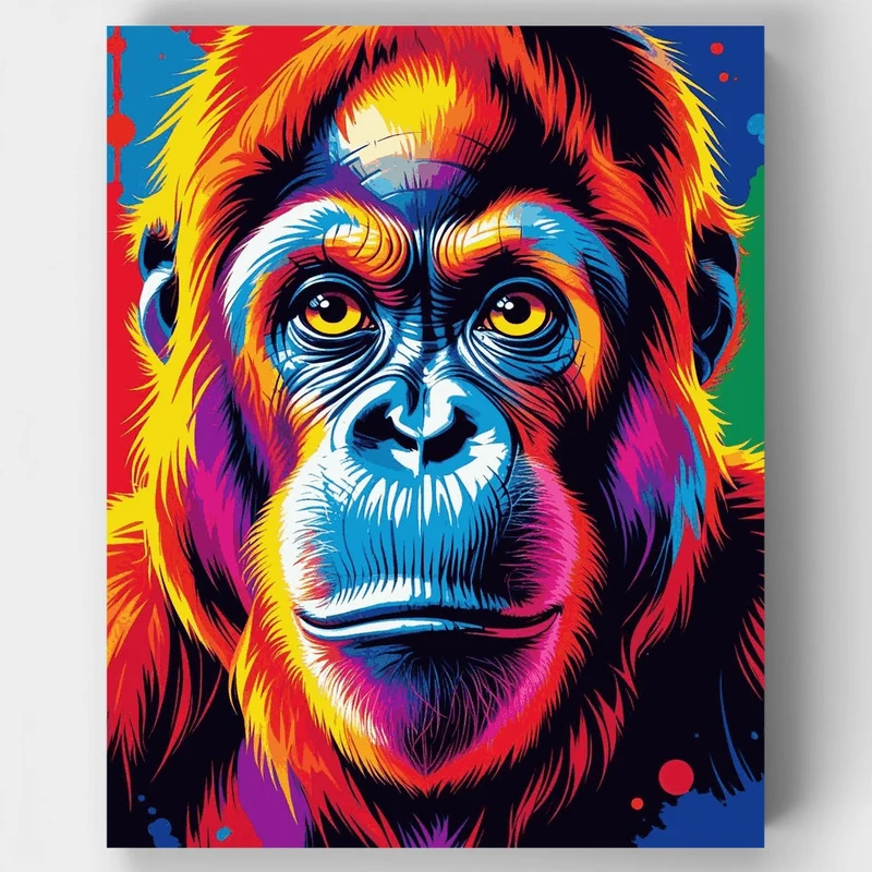 Vibrant Rainbow Orangutan - Paint by Numbers Kit