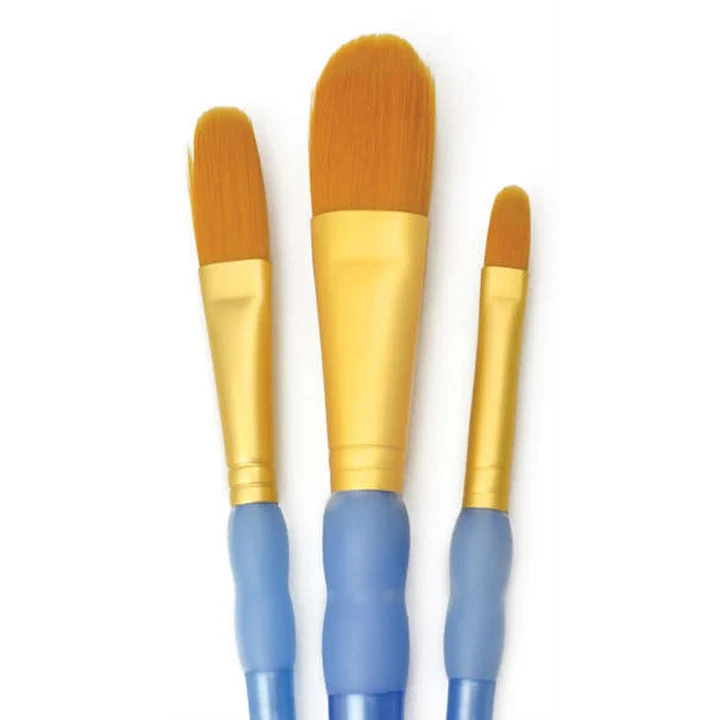 Royal & Langnickel Brush Set of 3 – Golden Taklon, Cat’s Tongue and Oval (RCC-216)