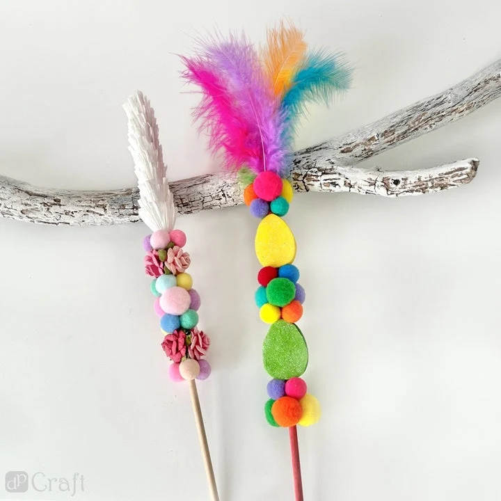 Rainbow Plush Pom-Poms / 60 pcs