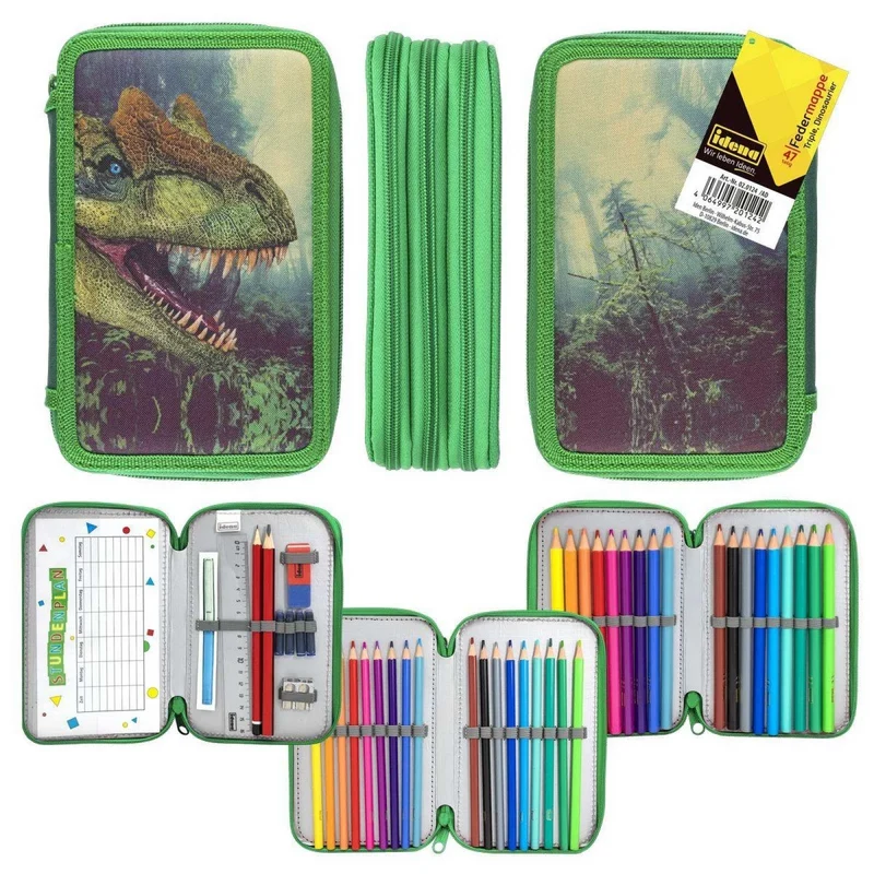Idena Federmappe Triple Dinosaurier grün 47 Teile