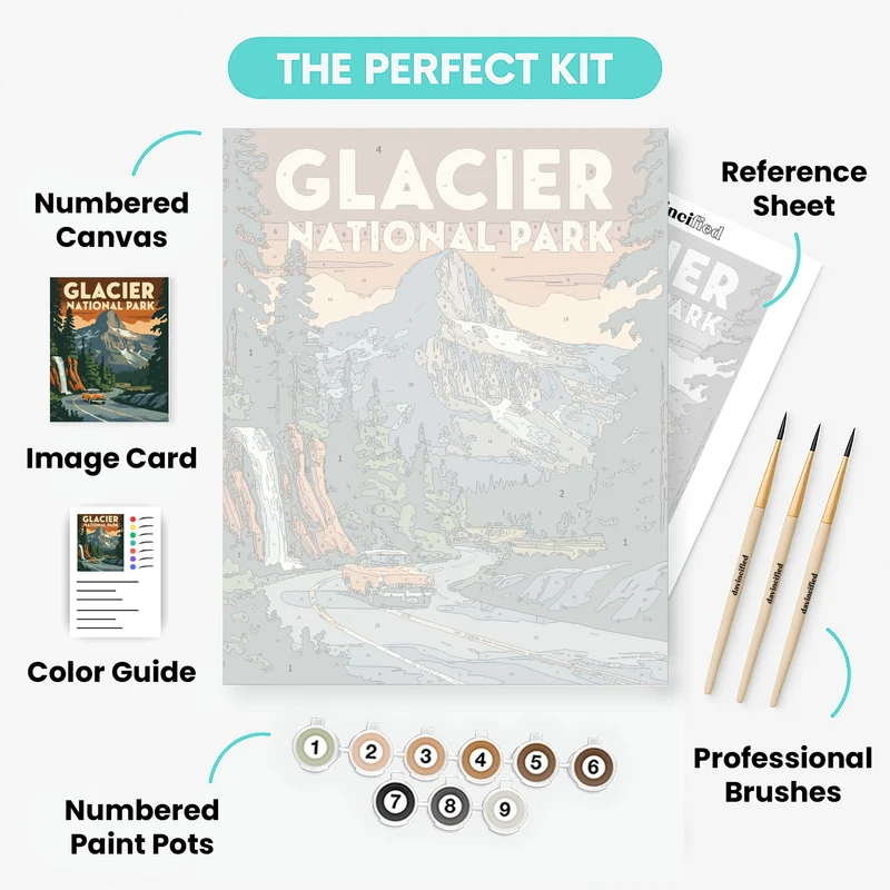 Glacier National Park Scenic Road Drive - Paint by Numbers Kit