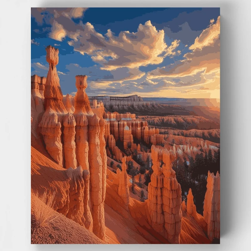 Bryce Canyon National Park Golden Hour Hoodoos - Paint by Numbers Kit