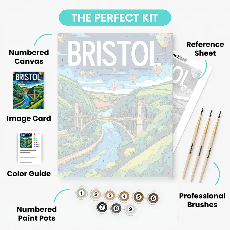 Bristol Clifton Bridge and Avon Gorge Balloon Festival - Paint by Numbers Kit