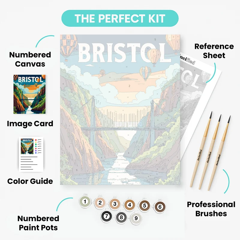 Bristol Avon Gorge with Hot Air Balloons - Paint by Numbers Kit