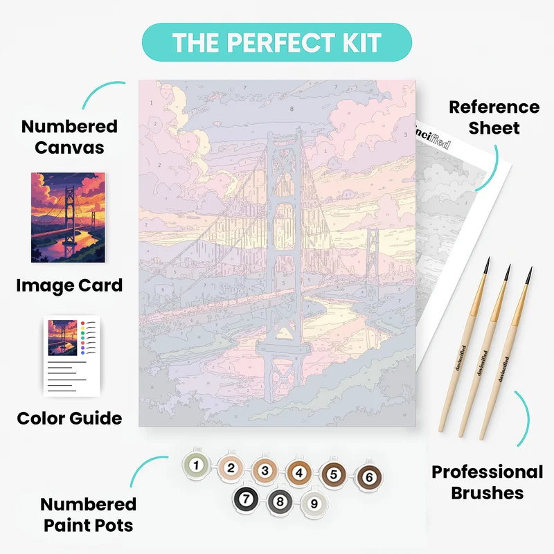 Auckland Suspension Bridge Sunset - Paint by Numbers Kit